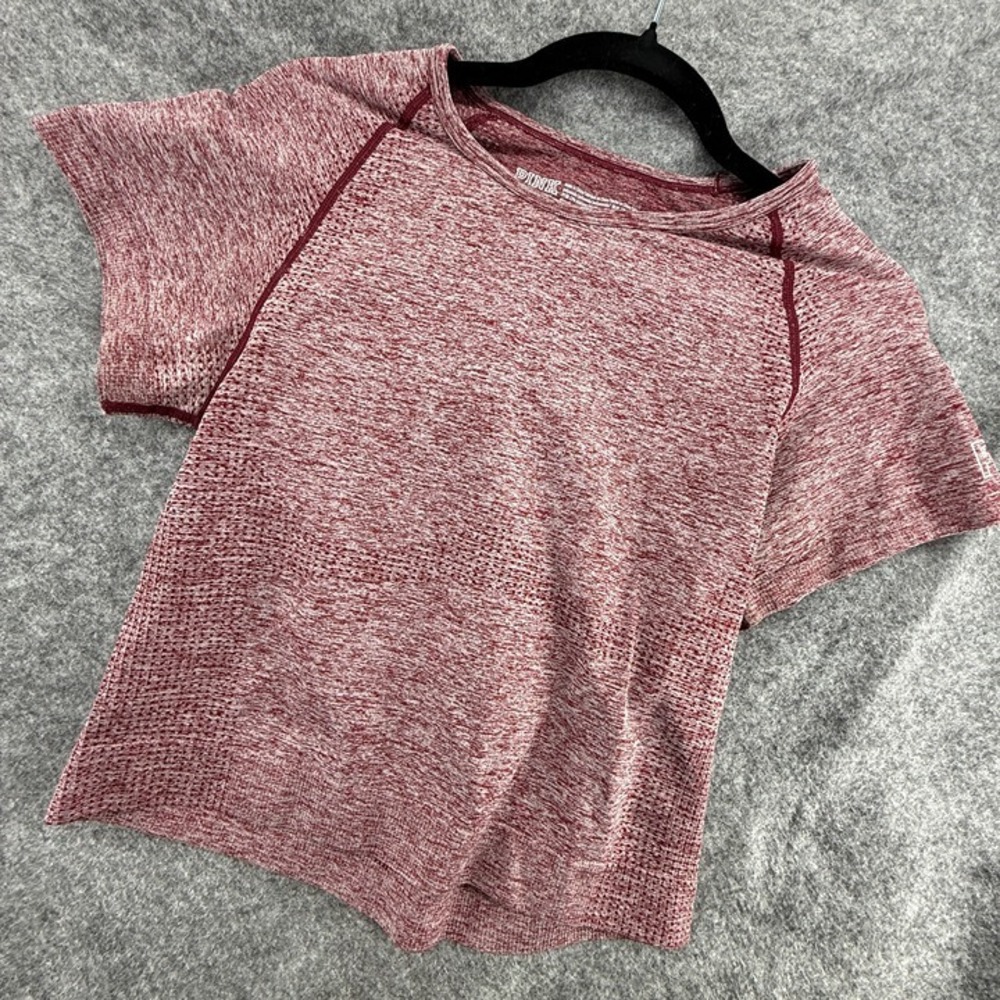 PINK Seamless Activewear Womens Workout cropped tee Wine Red size XL‎ Stretch